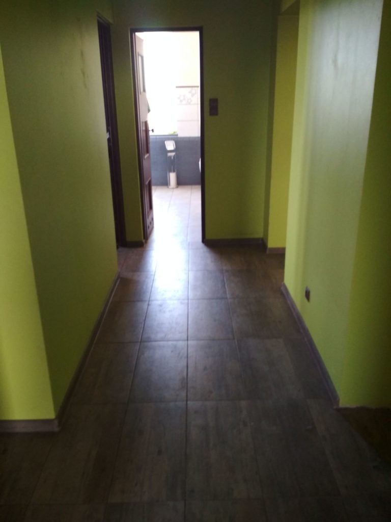 zieolny korytarz w mieszkaniu przed remontem